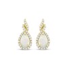 Thumbnail Image 2 of Pear-Shaped Lab-Created Opal & Diamond Earrings 1/6 ct tw 10K Yellow Gold