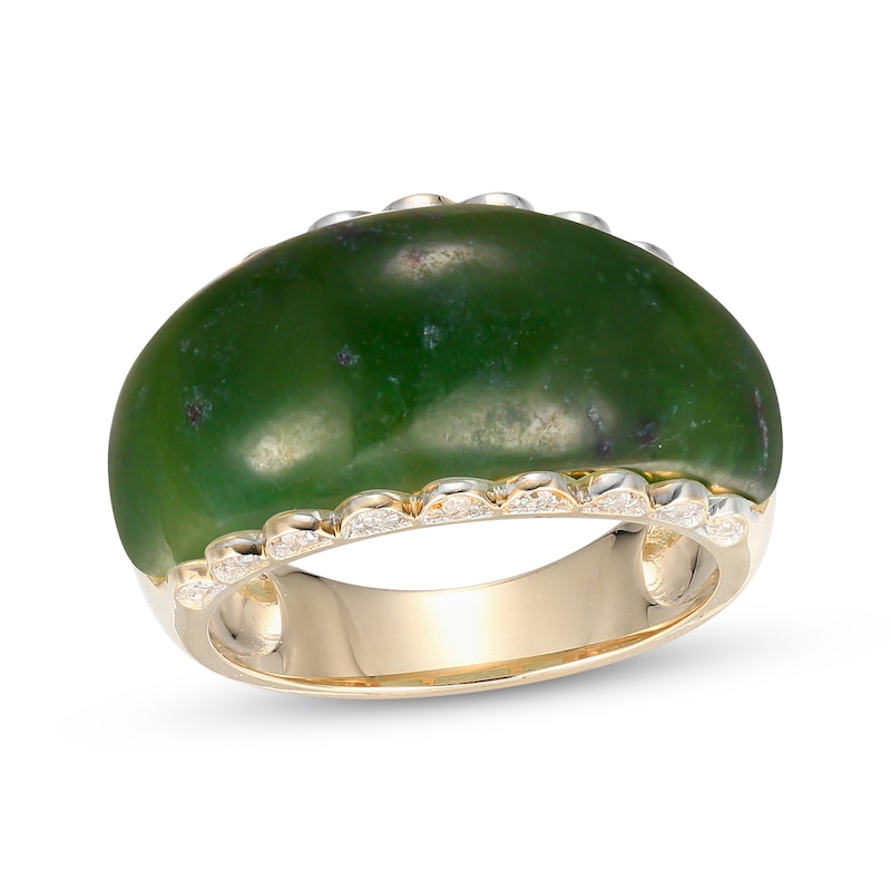 14k Yellow Gold Nephrite Jade & Diamond Accented Ring 14k Yellow Gold Nephrite Jade & Diamond Accented Ring