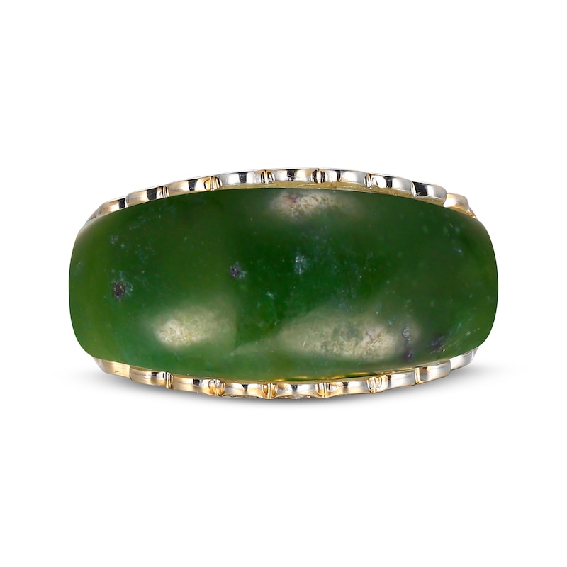Main Image 3 of Nephrite Jade & Diamond Ring 1/10 ct tw 14K Yellow Gold