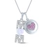 Thumbnail Image 1 of Heart-Shaped Lab-Created Opal, Pink & White Lab-Created Sapphire "Mom" Heart Necklace Sterling Silver 18"