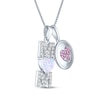 Thumbnail Image 2 of Heart-Shaped Lab-Created Opal, Pink & White Lab-Created Sapphire "Mom" Heart Necklace Sterling Silver 18"