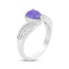 Thumbnail Image 2 of Pear-Shaped Lavender Lab-Created Opal & White Lab-Created Sapphire Bypass Ring Sterling Silver