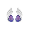 Thumbnail Image 2 of Pear-Shaped Lavender Lab-Created Opal & White Lab-Created Sapphire Flame Earrings Sterling Silver
