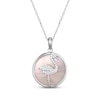 Thumbnail Image 1 of Pink Mother-of-Pearl & White Lab-Created Sapphire Flamingo Necklace Sterling Silver 18"