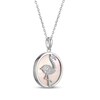 Thumbnail Image 2 of Pink Mother-of-Pearl & White Lab-Created Sapphire Flamingo Necklace Sterling Silver 18"