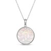 Thumbnail Image 3 of Pink Mother-of-Pearl & White Lab-Created Sapphire Flamingo Necklace Sterling Silver 18"