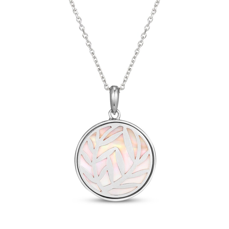 Main Image 3 of Pink Mother-of-Pearl & White Lab-Created Sapphire Flamingo Necklace Sterling Silver 18"