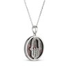Thumbnail Image 2 of Grey Mother-of-Pearl & White Lab-Created Sapphire Hamsa Hand Circle Necklace Sterling Silver 18"