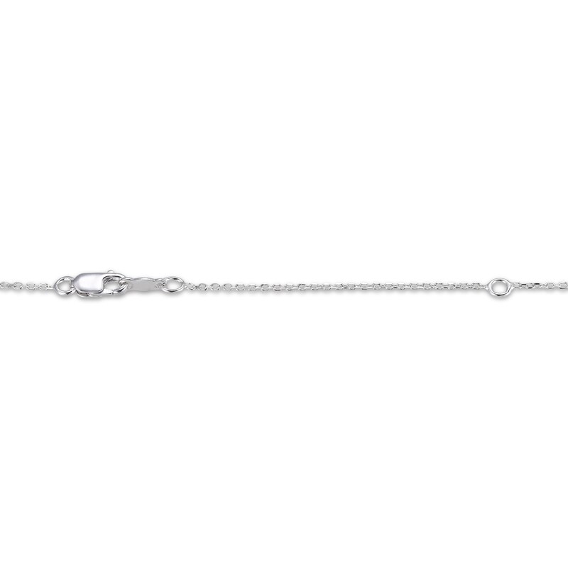 Main Image 4 of Grey Mother-of-Pearl & White Lab-Created Sapphire Hamsa Hand Circle Necklace Sterling Silver 18"