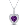 Thumbnail Image 1 of Heart-Shaped Amethyst & White Lab-Created Sapphire Necklace Sterling Silver 18"