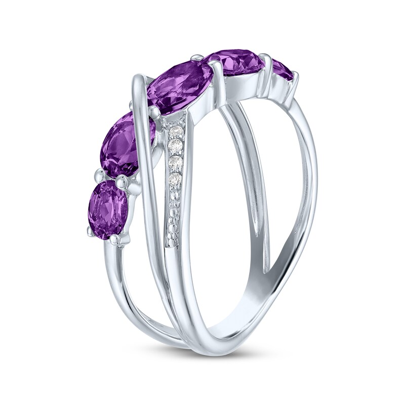Main Image 2 of Oval-Cut Amethyst & White Lab-Created Sapphire Crossover Ring Sterling Silver