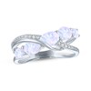 Thumbnail Image 1 of Oval-Cut Lab-Created Opal & White Lab-Created Sapphire Crossover Ring Sterling Silver