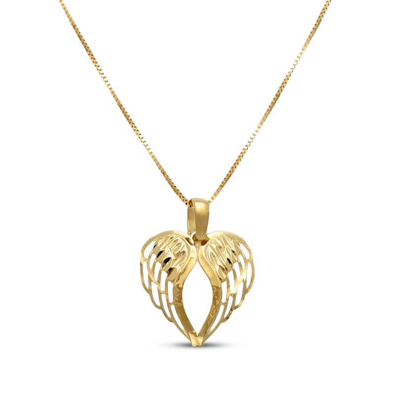 Main Image 1 of Angel Wings Heart Necklace 14K Yellow Gold 18"