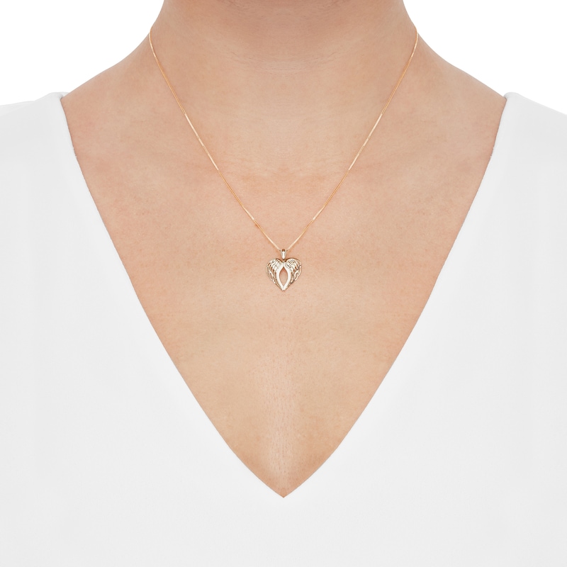 Main Image 2 of Angel Wings Heart Necklace 14K Yellow Gold 18"
