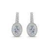Thumbnail Image 2 of Oval-Cut Aquamarine & Diamond Accent Drop Earrings Sterling Silver