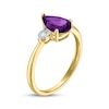 Thumbnail Image 2 of Pear-Shaped Amethyst & Diamond Accent Ring 10K Yellow Gold