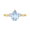 Thumbnail Image 3 of Pear-Shaped Aquamarine & Diamond Accent Ring 10K Yellow Gold