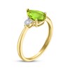 Thumbnail Image 2 of Pear-Shaped Peridot & Diamond Accent Ring 10K Yellow Gold