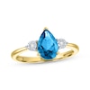 Thumbnail Image 1 of Pear-Shaped Swiss Blue Topaz & Diamond Accent Ring 10K Yellow Gold
