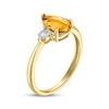 Thumbnail Image 2 of Pear-Shaped Citrine & Diamond Accent Ring 10K Yellow Gold