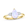 Thumbnail Image 1 of Pear-Shaped Lab-Created Opal & Diamond Accent Ring 10K Yellow Gold
