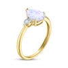 Thumbnail Image 2 of Pear-Shaped Lab-Created Opal & Diamond Accent Ring 10K Yellow Gold