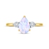 Thumbnail Image 3 of Pear-Shaped Lab-Created Opal & Diamond Accent Ring 10K Yellow Gold
