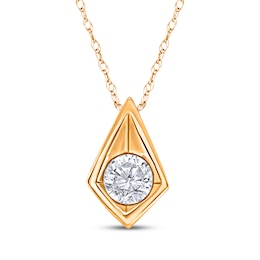 Round-Cut Diamond Solitaire Kite Frame Necklace 1/3 ct tw 14K Yellow Gold (I/I3) 18"