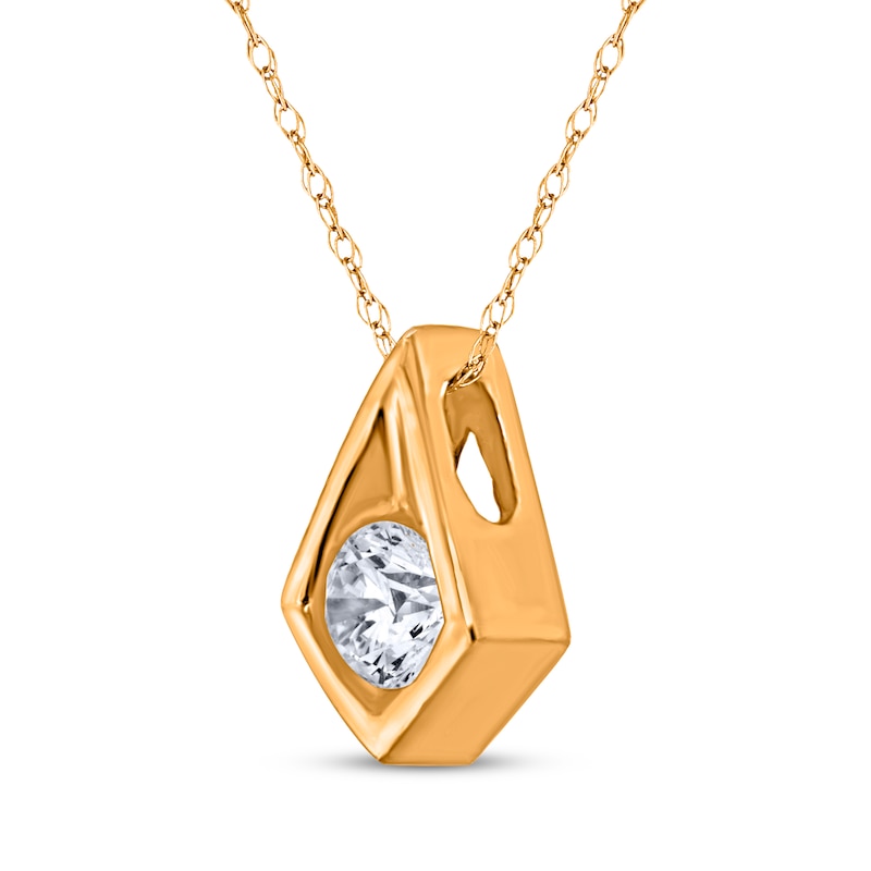 Main Image 2 of Round-Cut Diamond Solitaire Kite Frame Necklace 1/3 ct tw 14K Yellow Gold (I/I3) 18"