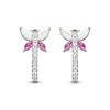 Thumbnail Image 2 of Lab-Created Opal, Pink & White Lab-Created Sapphire Dragonfly Hoop Earrings Sterling Silver
