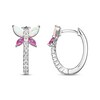 Thumbnail Image 3 of Lab-Created Opal, Pink & White Lab-Created Sapphire Dragonfly Hoop Earrings Sterling Silver