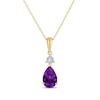 Thumbnail Image 1 of Pear-Shaped Amethyst & Diamond Accent Necklace 10K Yellow Gold 18"