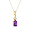 Thumbnail Image 2 of Pear-Shaped Amethyst & Diamond Accent Necklace 10K Yellow Gold 18"