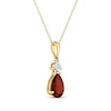 Thumbnail Image 2 of Pear-Shaped Garnet & Diamond Accent Necklace 10K Yellow Gold 18"