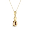 Thumbnail Image 3 of Pear-Shaped Garnet & Diamond Accent Necklace 10K Yellow Gold 18"