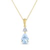 Thumbnail Image 1 of Pear-Shaped Aquamarine & Diamond Accent Necklace 10K Yellow Gold 18"