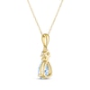 Thumbnail Image 3 of Pear-Shaped Aquamarine & Diamond Accent Necklace 10K Yellow Gold 18"