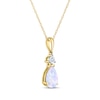 Thumbnail Image 2 of Pear-Shaped Lab-Created Opal & Diamond Accent Necklace 10K Yellow Gold 18"