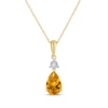 Thumbnail Image 1 of Pear-Shaped Citrine & Diamond Accent Necklace 10K Yellow Gold 18"