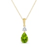 Thumbnail Image 1 of Pear-Shaped Peridot & Diamond Accent Necklace 10K Yellow Gold 18"