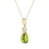 Thumbnail Image 2 of Pear-Shaped Peridot & Diamond Accent Necklace 10K Yellow Gold 18"