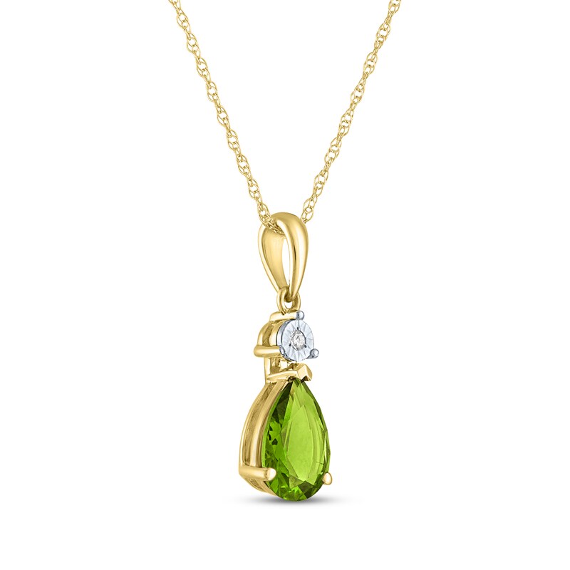 Main Image 2 of Pear-Shaped Peridot & Diamond Accent Necklace 10K Yellow Gold 18"