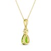 Thumbnail Image 3 of Pear-Shaped Peridot & Diamond Accent Necklace 10K Yellow Gold 18"
