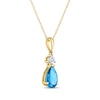 Thumbnail Image 2 of Pear-Shaped Swiss Blue Topaz & Diamond Accent Necklace 10K Yellow Gold 18"