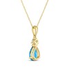 Thumbnail Image 3 of Pear-Shaped Swiss Blue Topaz & Diamond Accent Necklace 10K Yellow Gold 18"