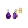 Thumbnail Image 1 of Pear-Shaped Amethyst & Diamond Accent Earrings 10K Yellow Gold