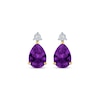 Thumbnail Image 2 of Pear-Shaped Amethyst & Diamond Accent Earrings 10K Yellow Gold