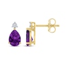 Thumbnail Image 3 of Pear-Shaped Amethyst & Diamond Accent Earrings 10K Yellow Gold