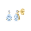 Thumbnail Image 1 of Pear-Shaped Aquamarine & Diamond Accent Earrings 10K Yellow Gold