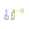 Thumbnail Image 3 of Pear-Shaped Aquamarine & Diamond Accent Earrings 10K Yellow Gold